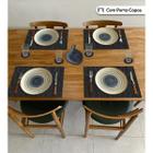 4 Toalhinhas de Mesa e 4 Porta Copos Crok Preto