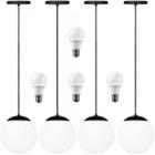 4 X Luminárias Lustre Pendente 215Cm Jabuticaba Globo Vidro