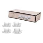 4 Xícaras E Pires Café 80ml Vidro Abelhas Cozinha Utensílios Transparente