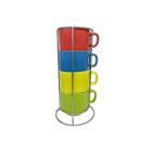 4 Xícaras para chá de porcelana 200ml coloridas com Suporte JGCH-014 Hauskraft