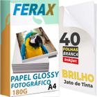 40 Folhas - Papel Fotográfico Glossy (Brilhante) 180g - Para Impressão em Impressora Jato de Tinta