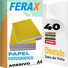 40 Papel Fotográfico Adesivo Dourado A4 135g - Para Impressoras Jato de Tinta - à Prova D'água