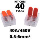 40un Conector Emenda Derivação Para Iluminação e Chuveiro 2 vias 6mm 40A/450V