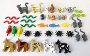 42 Friends Animal Pet Pack, Toy Building Blocks Acessórios Fits Lego Minifigures - 100% Compatível - Inclui: Cães Gatos Peixes Cobras Coelhos Pássaros Sapos Aranhas Corujas Ratos e Mais