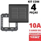 4un Interruptor Simples 10A 6 Teclas Com Placa 4x4 Habitat Black FAME