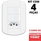 4un Interruptor Simples 2 Teclas 16A e Tomada Padrão 2P+T 10A Com Placa Blanc Mais FAME