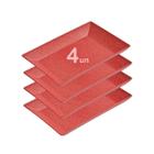 4un Petisqueira travessa Retangular 28cm servir Vermelho