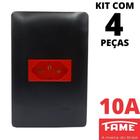 4un Tomada Padrão 2P+T 10A Vermelha Com Placa Habitat Black FAME