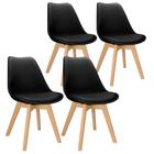 4x Cadeira Charles Eames Leda Design Wood Estofada Base Madeira - Best Chair