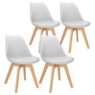 4x Cadeira Charles Eames Leda Design Wood Estofada Base Madeira