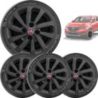 4X Calota Fiat Nova Strada 2021 Aro 15 Preto 167Cp