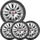 4X Calota Fiat Palio Uno Siena Mobi Aro 14 Com Emblema 043Cb