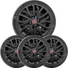 4X Calota Fiat Punto Palio Siena Aro 15 Preto Com Logo 296Cp