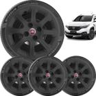 4X Calota Fiat Strada New Fiorino Aro 14 Preto 290Ca