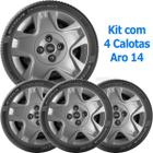 4x Calota Ford Fiesta Aro 14 Grafite com Emblema 025cb