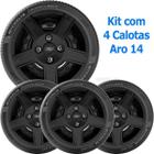 4X Calota Ford Fiesta Ka Escort Aro 14 Preto Emblema 014Cb