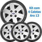 4X Calota Ford Ka Fiesta Aro 13 Com Emblema 033Cb