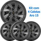 4X Calota Gm Onix Prisma Corsa Aro 15 Grafite Com Emb 195Cp