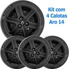 4X Calota Renault Kwid Zen 2020 Aro 14 Preto Emblema 879Cp