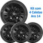 4x Calota Vw Fox Space Fox 2004 a 2021 Aro 14 Preto 146cp