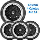 4X Calota Vw Gol Voyage Saveiro Parati Aro 14 Preto 601Pbp