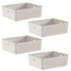 4X Cestos 5,4L Organizador Ou Flow Bege 9Cm X 22Cm X 27Cm