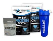 4X Whey Protein 100% 900g Health (3,6 kg) + Creatina 300g + Coqueteleira Skaker 700ml