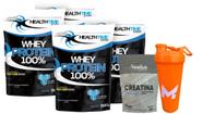4X Whey Protein 100% 900g Health time (3,6 kg) + Creatina 300g + Coqueteleira Skaker 700ml - Health