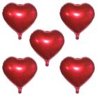 5 Balão Metalizado Coração Festa Namorados 46cm