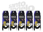 5 Cabo De Microfone 0.20MM Conectores P10 x XLRF Mod NINJAHG B 10FT/3.05