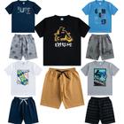 5 Conjuntos de Verão Juvenil Infantil de Menino Kit Bermuda e Camisetas