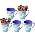 5 Copos Unicórnio Caneca Estampada Festa Infantil Lembrancinha p/ Sacolinha Surpresa - Plasútil