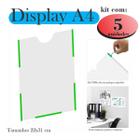 5 Displays A4 Expositor Porta Folha Quadro Aviso Parede Petg