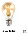 5 Lampada Led Filamento Bulbo A60 4w 2400k Vintage E27 Alz72