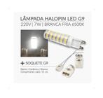 5 Lâmpadas LED Bipino G9 Halopin 7W 220V Branca Fria/6500K + Soquetes