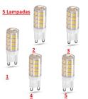 5 Lâmpadas LED G9 Bipino 5W 3000K S