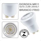 5 Lâmpadas LED Mini Dicroica MR11 3,5W GU10 Bivolt - Luz Branca Fria/6500K - Certificado INMETRO