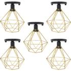 5 Lustres Teto Plafon Industrial Aramado Diamante Retrô Luminária Sobrepor Vintage Agp Ilumini