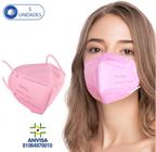 5 Máscaras Descartáveis Rosa KN95 WWDoll 5 Camadas Anvisa