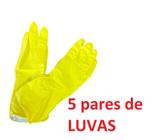 5 Pares de Luvas Látex Amarela para limpeza multiuso louças - Lynx