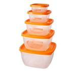 5 peças definem caixa de almoço de plástico recipiente portátil tigela de comida recipiente de almoço eco friendly food storage boxes Kitchen seal box Lancheiras (Laranja) - HTTN