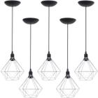 5 Pendentes Aramado Diamante Luminária Lustre P Teto Retrô Vintage Industrial Balcão Agp Ilumini