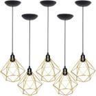 5 Pendentes Aramado Diamante Luminária Lustre P Teto Retrô Vintage Industrial Balcão Agp Ilumini