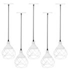 5 Pendentes Aramado Esfera Balonê Lustre Luminária Teto Regulável Sala Cozinha Industrial Agp