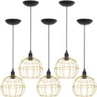 5 Pendentes Aramado Globo Luminária Lustre Teto Retrô Vintage Industrial Balcão Dourado