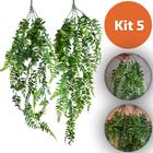 5 Pendentes Samambaia Artificial Decoração Jardim Kit Planta Trepadeira Ramos Jardim Vertical