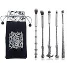 5 pincéis de maquiagem pcs, para Harry Potter fãs Wizard Wand Kit conjunto, em um saco de presente, perfeito para sobrancelhas, paleta de sombra, fundação, e uso em pó (preto)