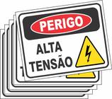 5 Placas Sinalização Perigo Alta Tensão Risco Choque 25x20cm - Royal Print