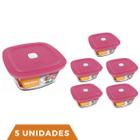 5 Potes de Vidro Facilita Quadrado 300ml Marinex Nadir