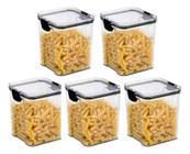 5 Potes Porta Mantimento Organizador Trava Cozinha 800ml nf - PlasAcrilicos